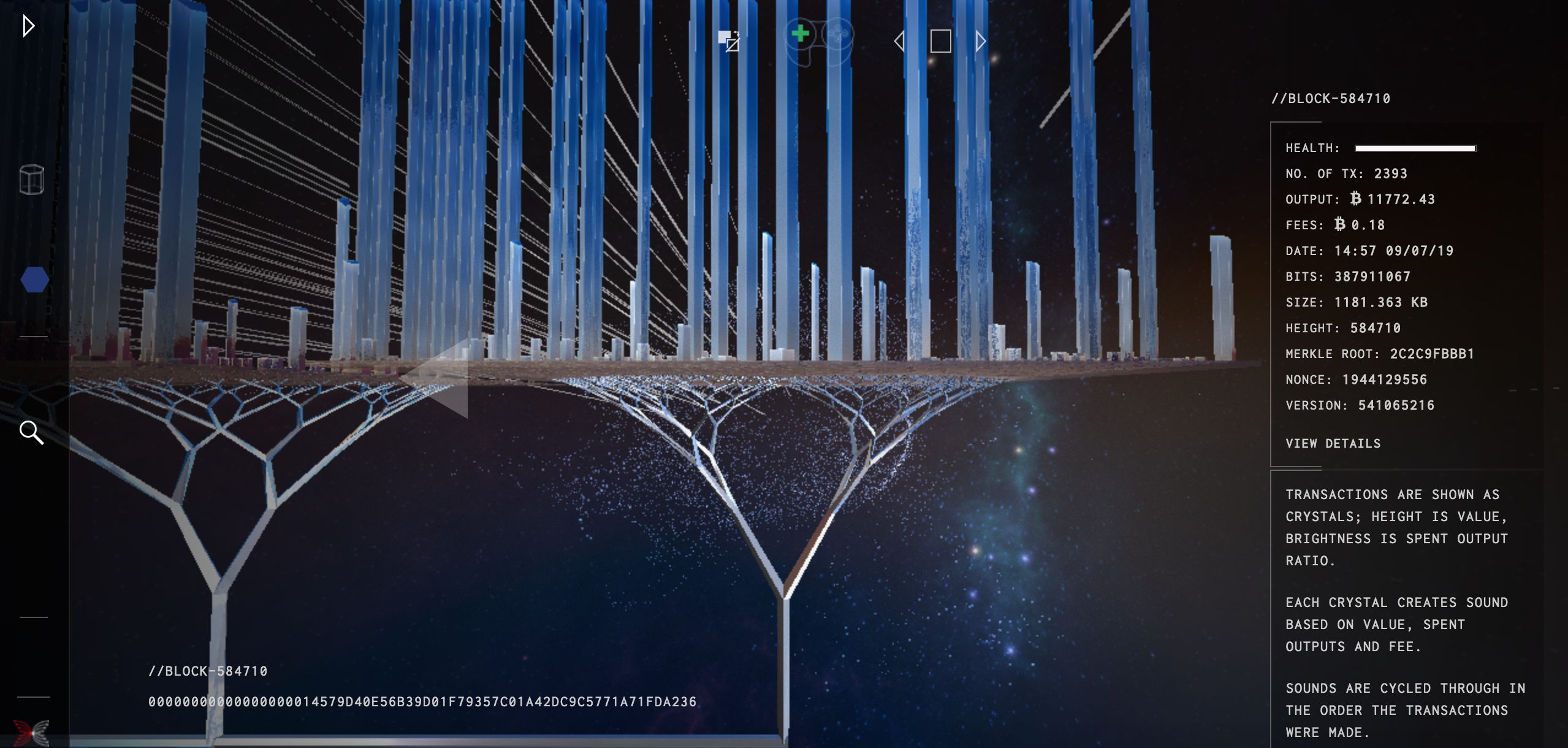 New Block Explorer Creates Sonorous, Galactic Experience of Bitcoin Blockchain 3