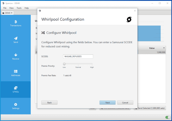 How To Whirlpool Your Bitcoin On Desktop With Sparrow Wallet 17