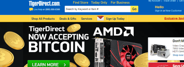 TigerDirect accepts Bitcoin 1