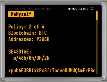 Coldcard Q screen displaying full Bitcoin transaction details. 