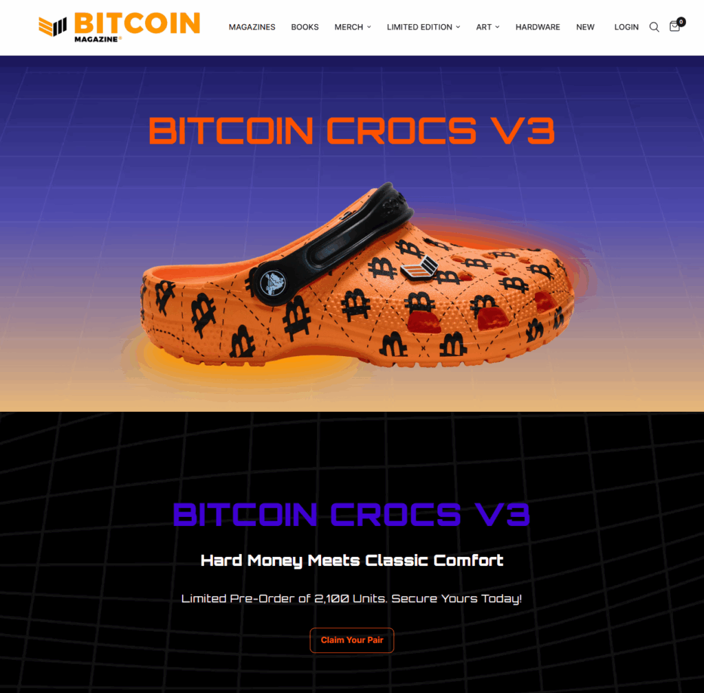 Bitcoin Magazine Launches V3 Limited Edition Bitcoin Crocs 1 Bitcoin Crocs in Bitcoin Magazine Store