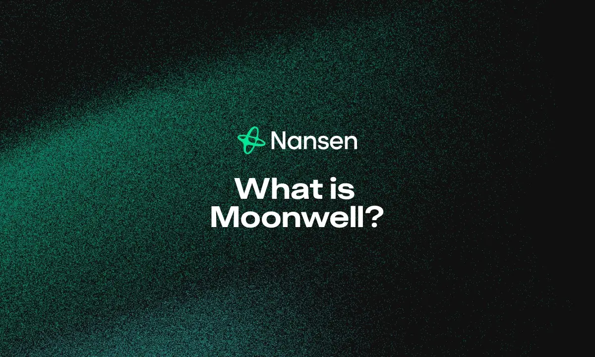 Nansen graphic with a dark green grainy background asking 'What is Moonwell?'