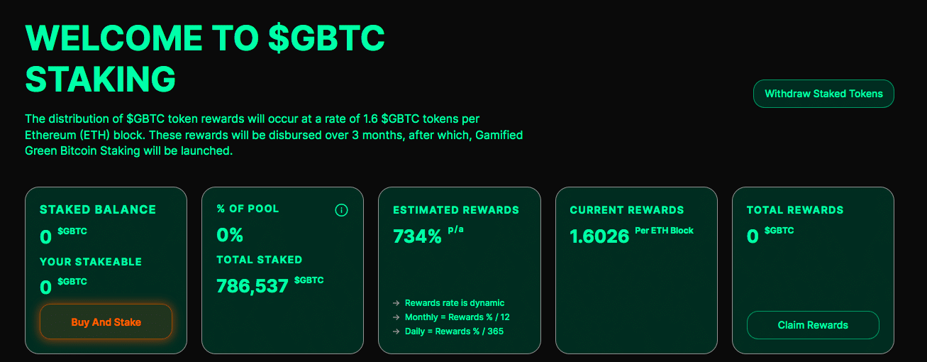 Green Bitcoin staking APYs