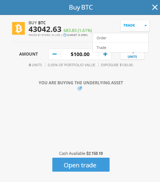 etoro place bitcoin order