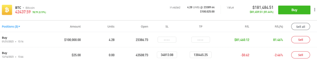 etoro portfolio with order options