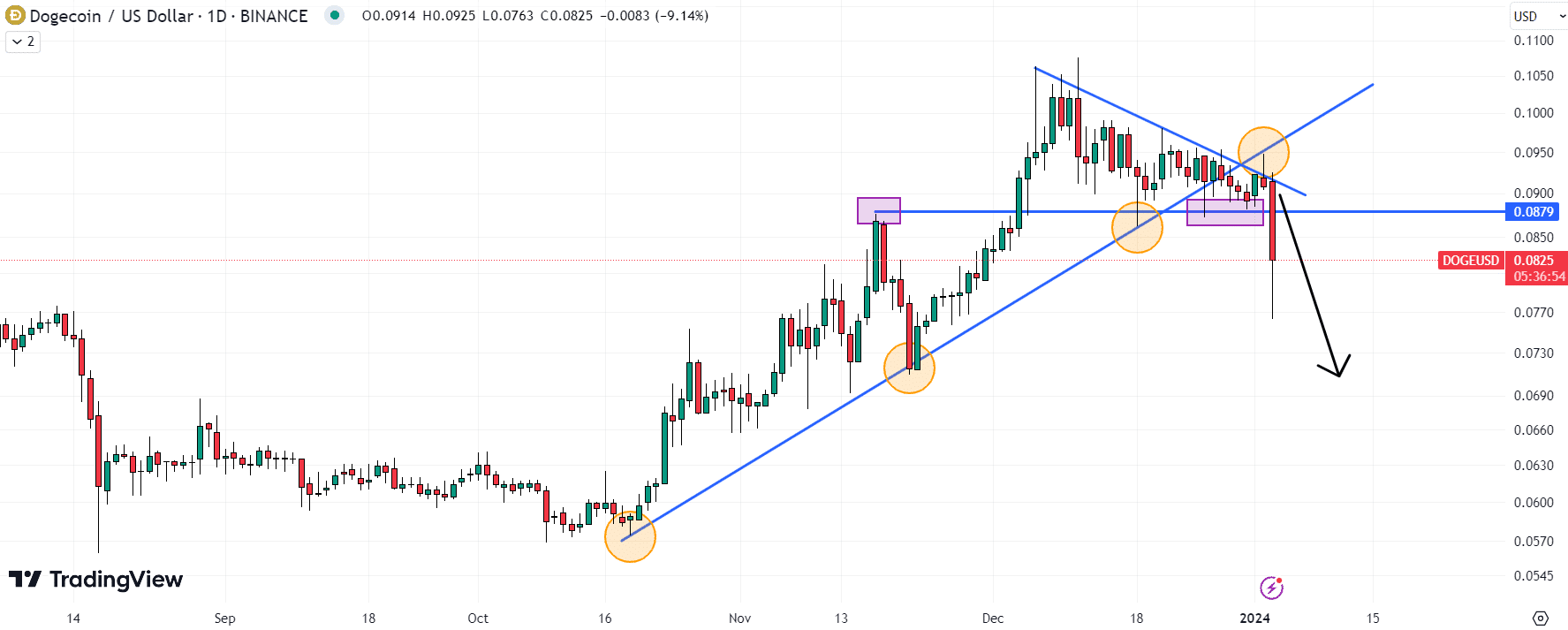 Dogecoin (DOGE) Chart / Source: TradingView