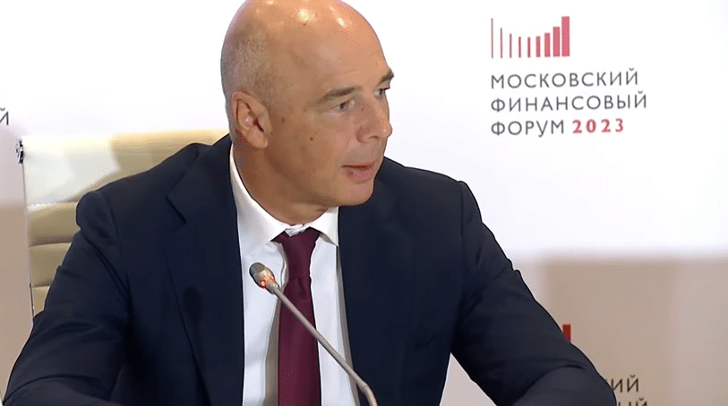 Russia&rsquo;s Finance Minister Anton Siluanov speaking at a financial forum last year.