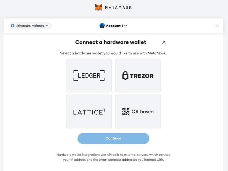 MetaMask connect hardware wallet