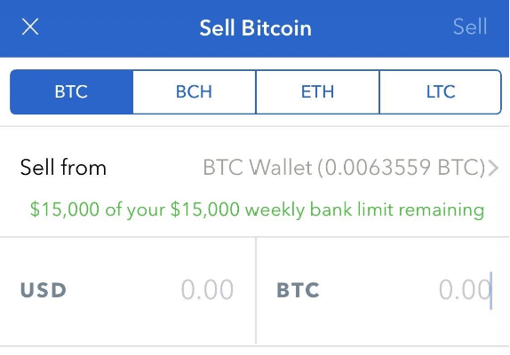 Sell Bitcoin on Coinbase
