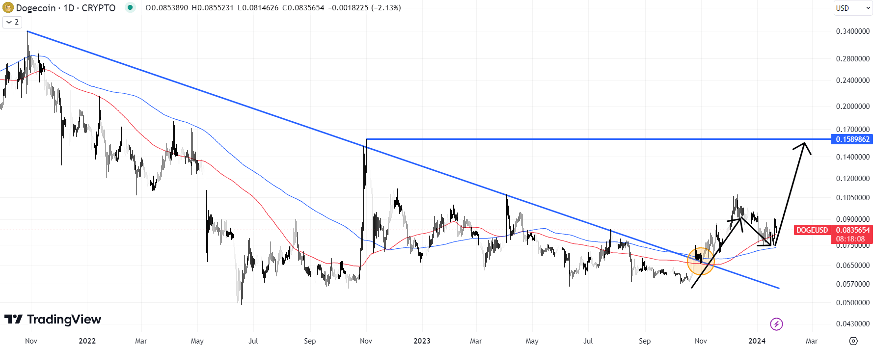 Dogecoin (DOGE) Price Chart / Source: TradingView