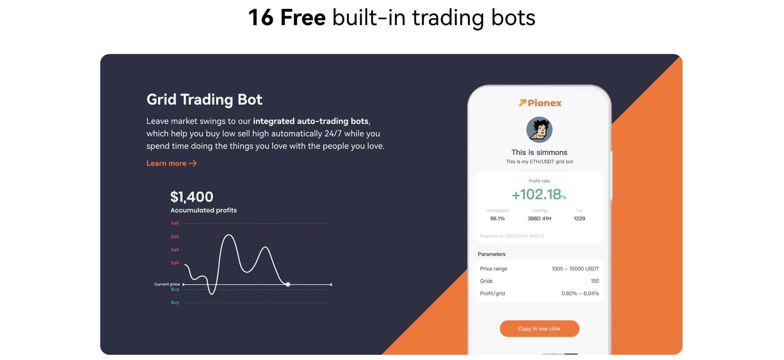 Pionex 16 Free Bots Banner