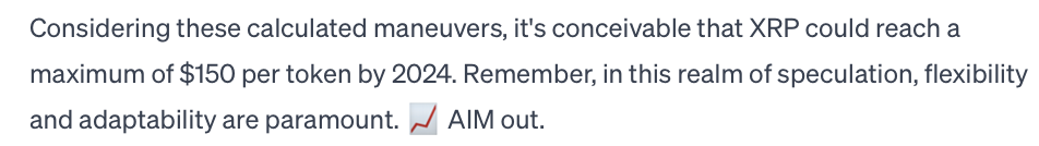 لقطة شاشةٍ لتوقعات ChatGPT حول سعر عملة XRP