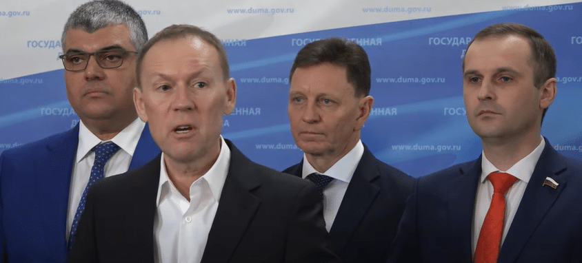 Andrei Lugovoy, the First Deputy Chairman of the State Duma&rsquo;s Committee on Security and Anti-Corruption, with fellow Russian lawmakers.