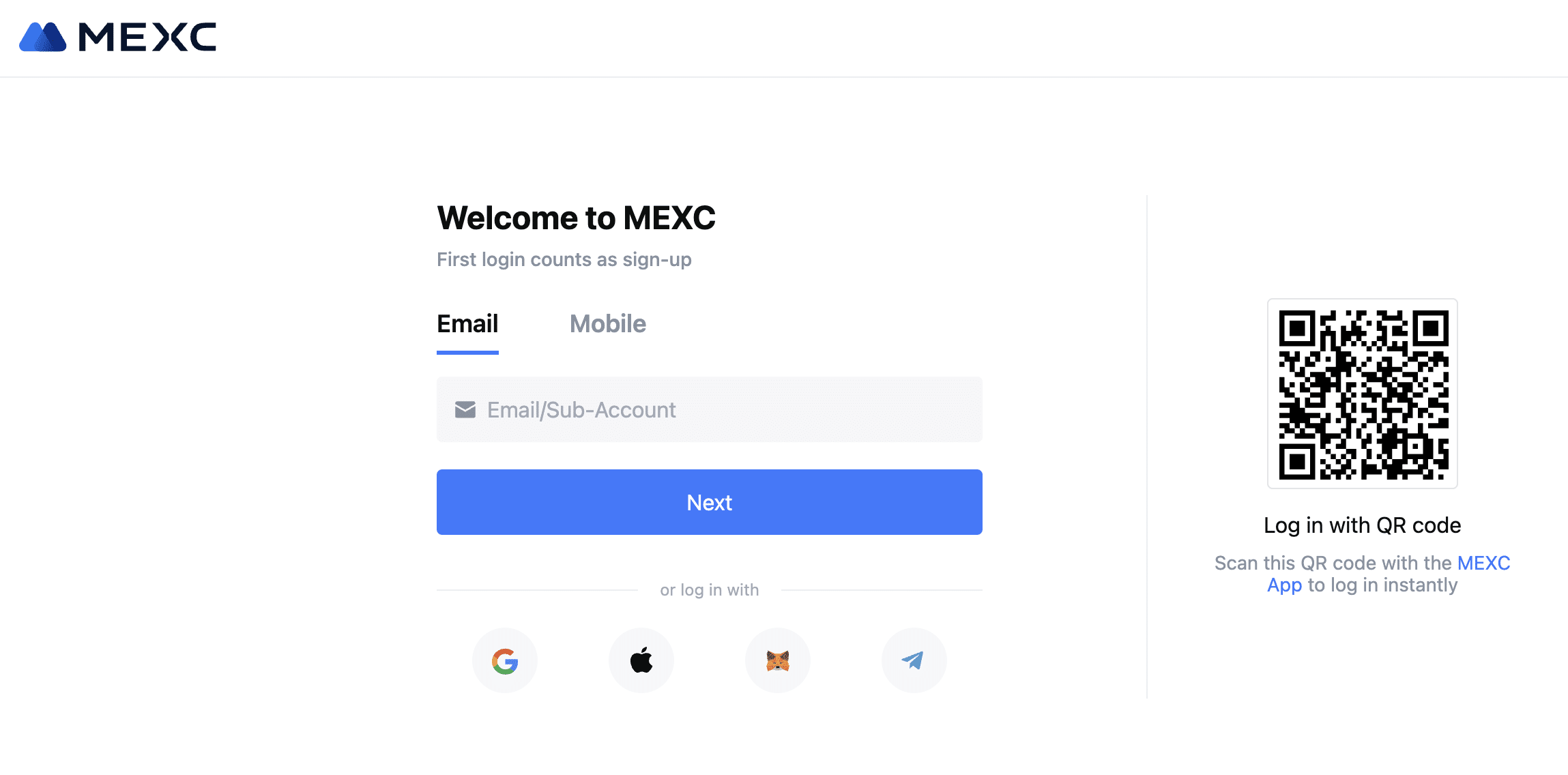 MEXC open an account