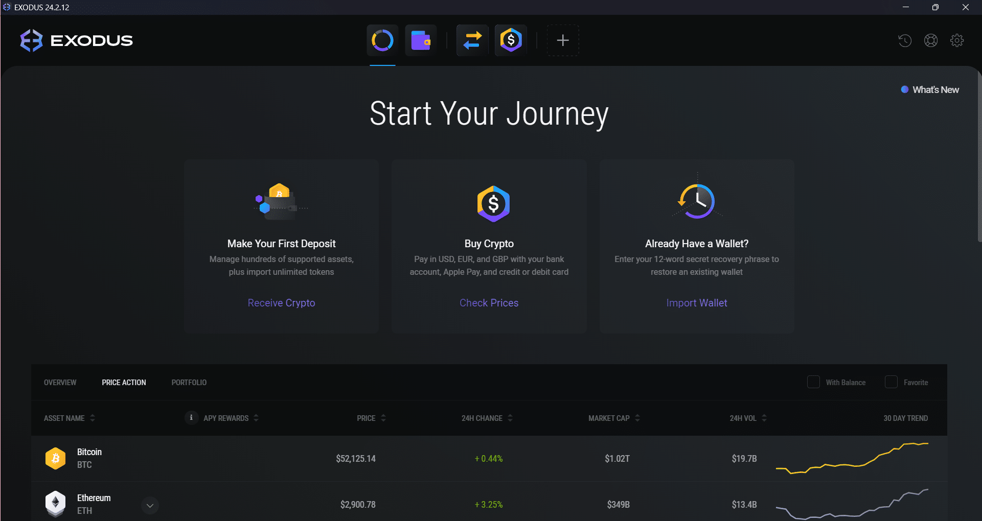 exodus desktop interface