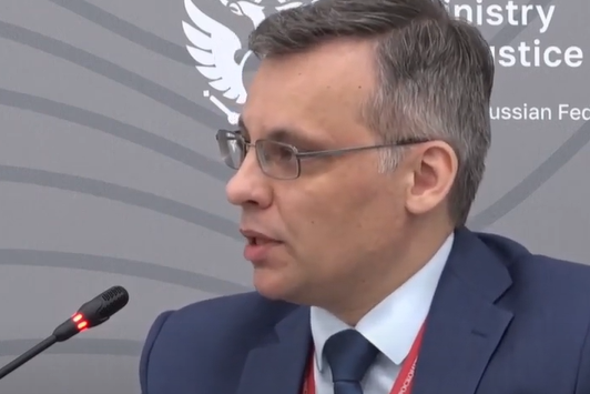 German Neglyad, the Deputy Head of Rosfinmonitoring, speaking in 2023.