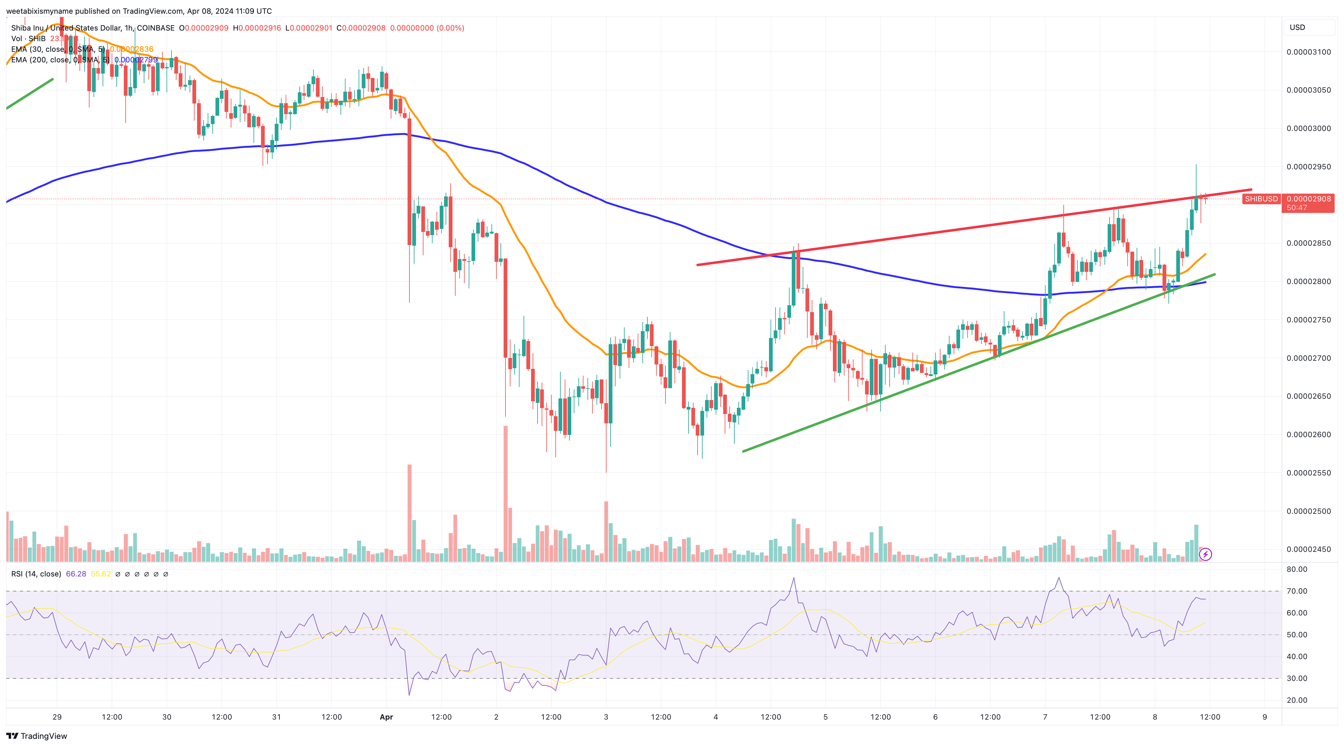 Shiba Inu price chart.