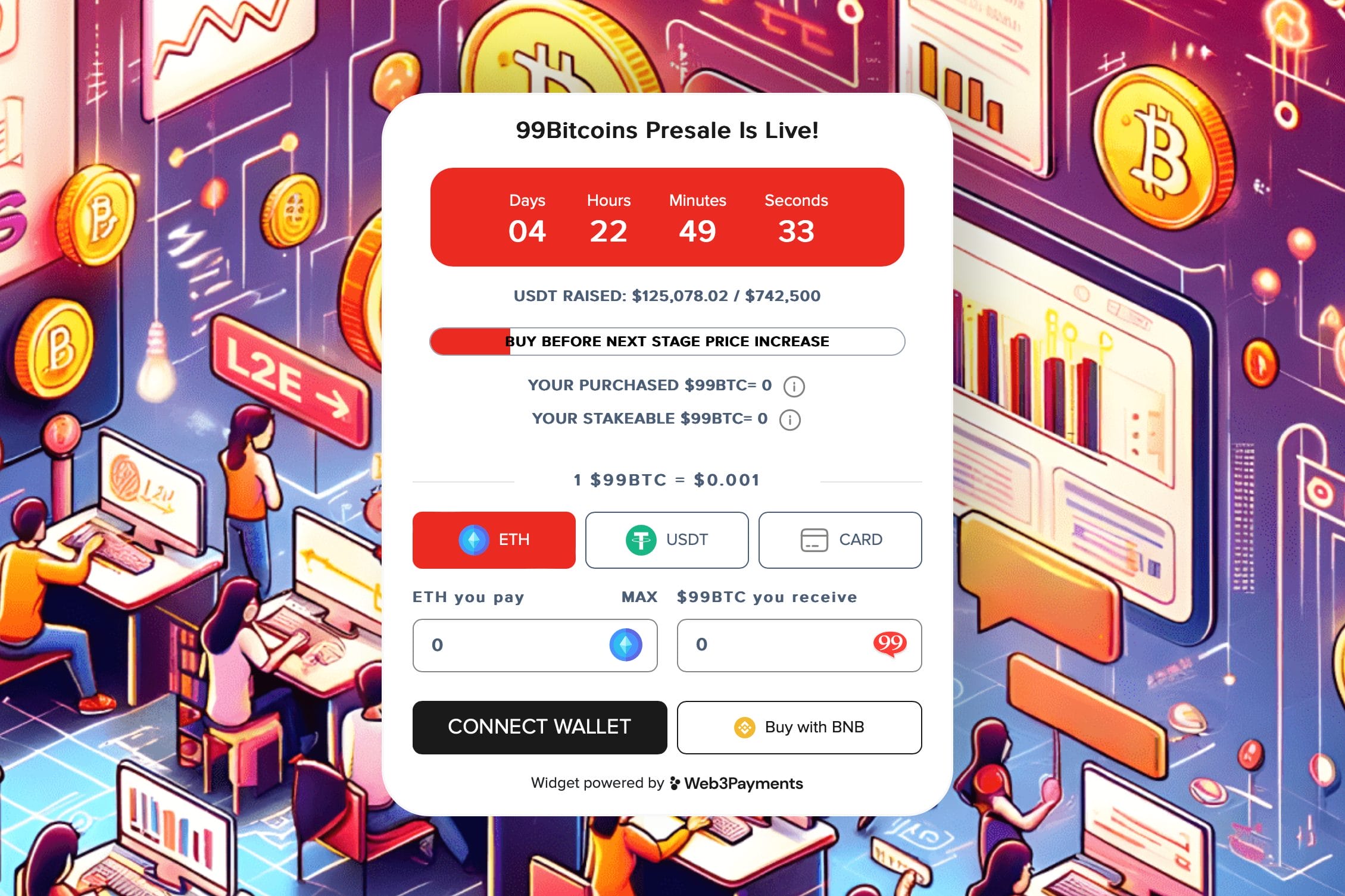 99Bitcoins presale ticker.