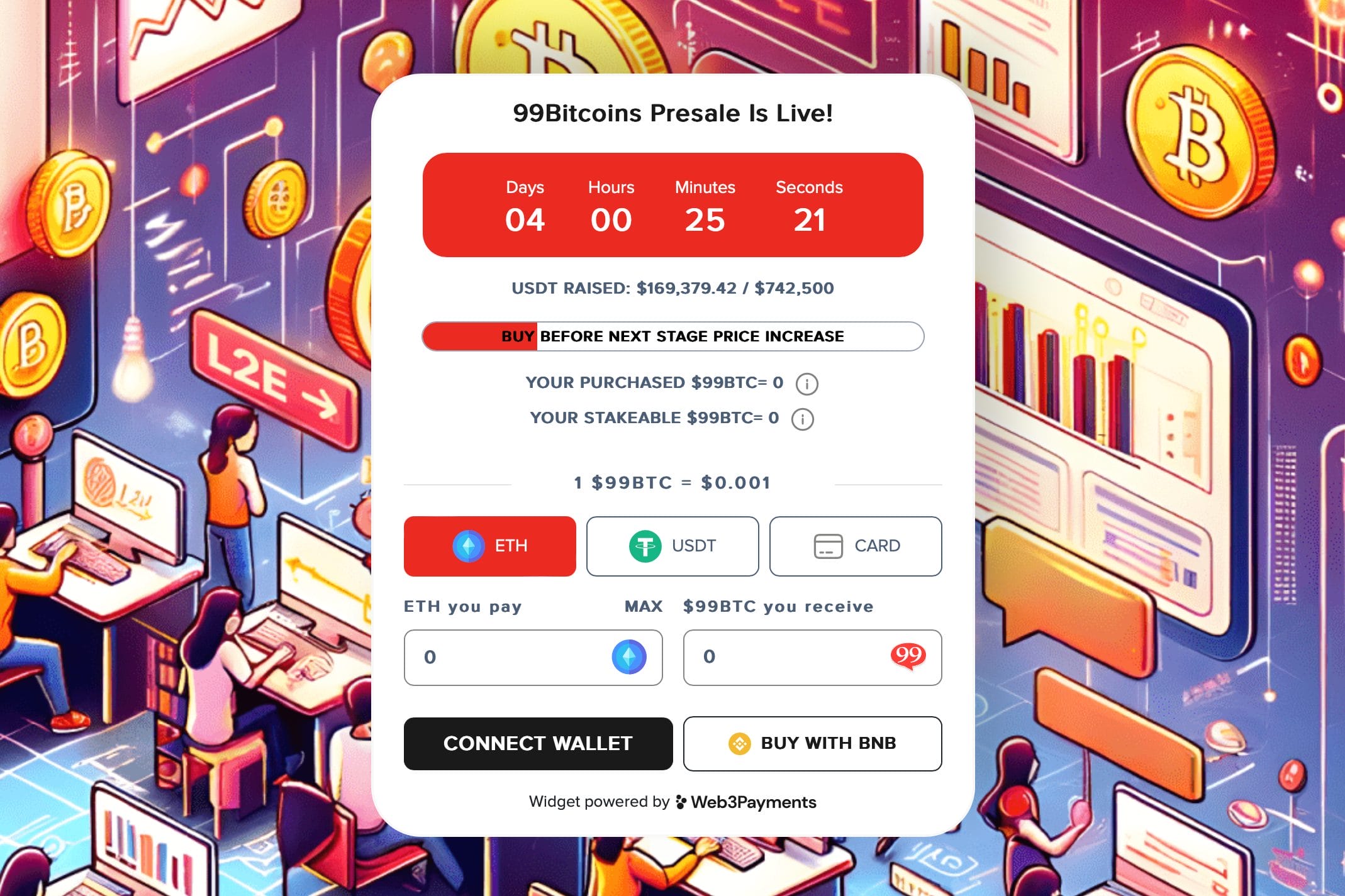 99Bitcoins presale ticker.