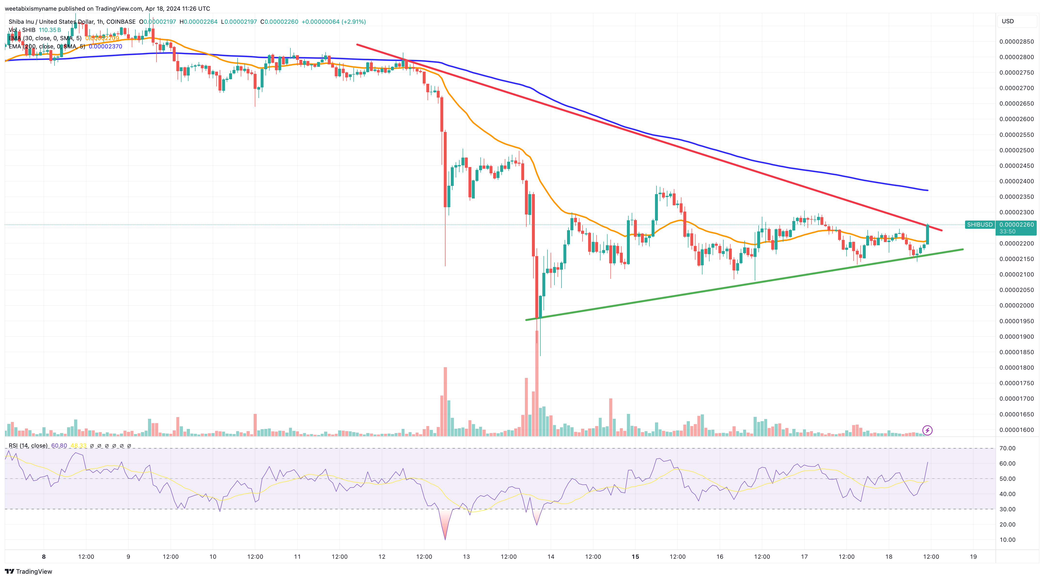 Shiba Inu price chart.
