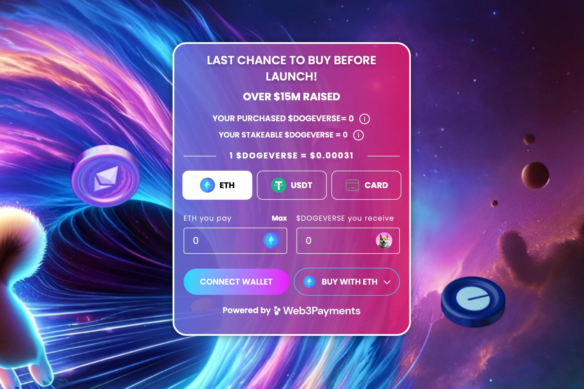 Dogeverse presale tally.
