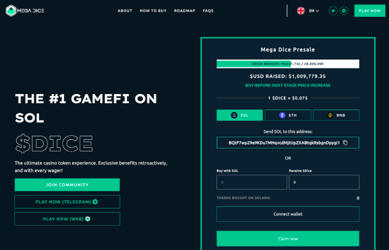 الصفحة الرئيسية لموقع ميجا دايس