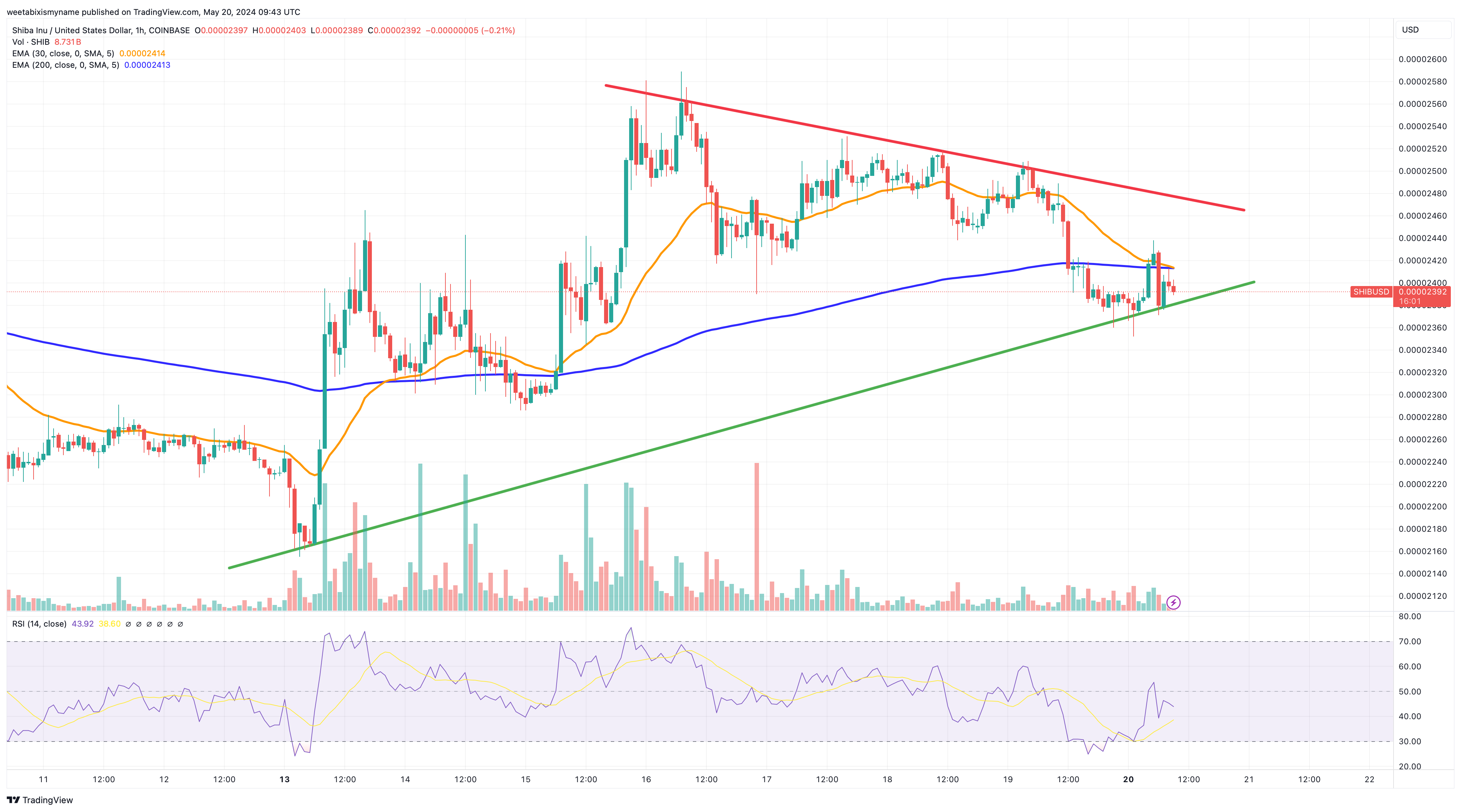 Shiba Inu price chart.