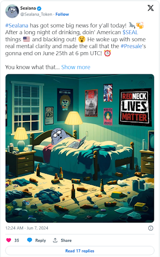 منشور فريق المشروع على منصة X بشأن موعد انتهاء الاكتتاب