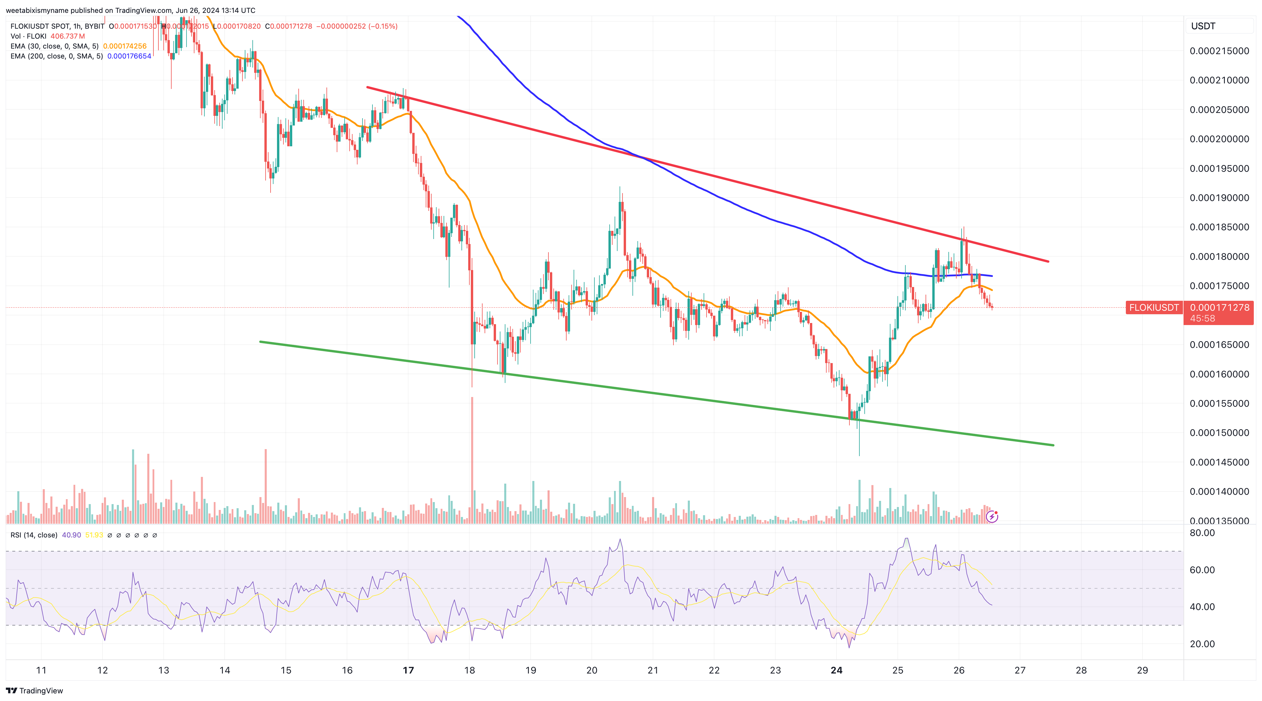 المخطط البياني لأداء سعر عملة FLOKI