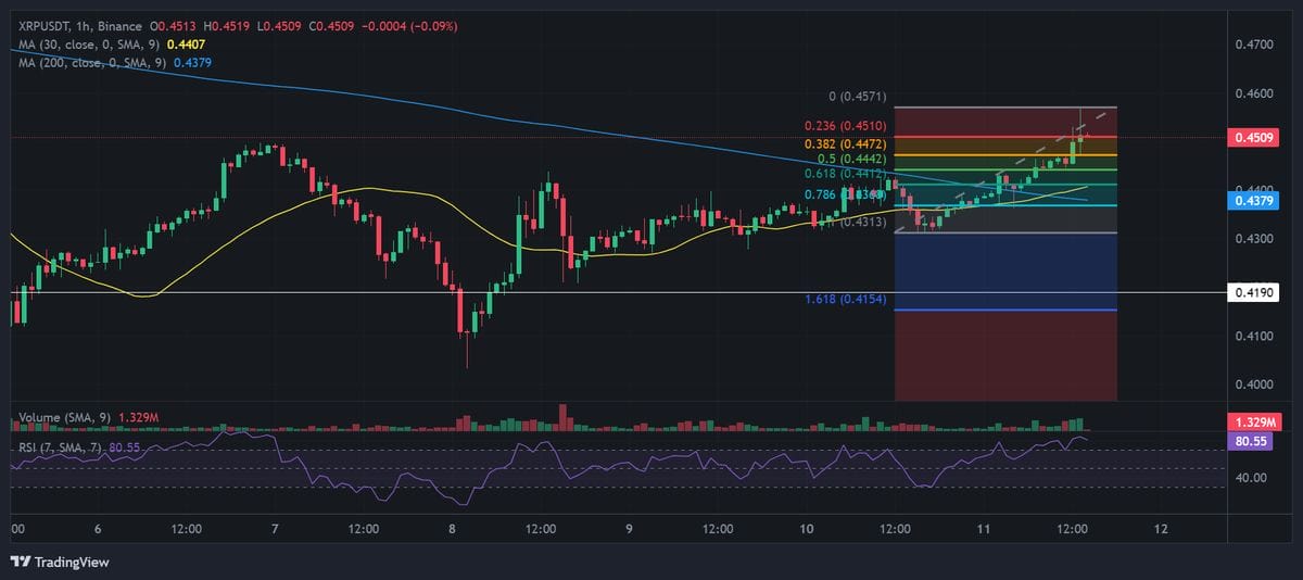 XRP Price chart with technical analysis. Source: Binance.