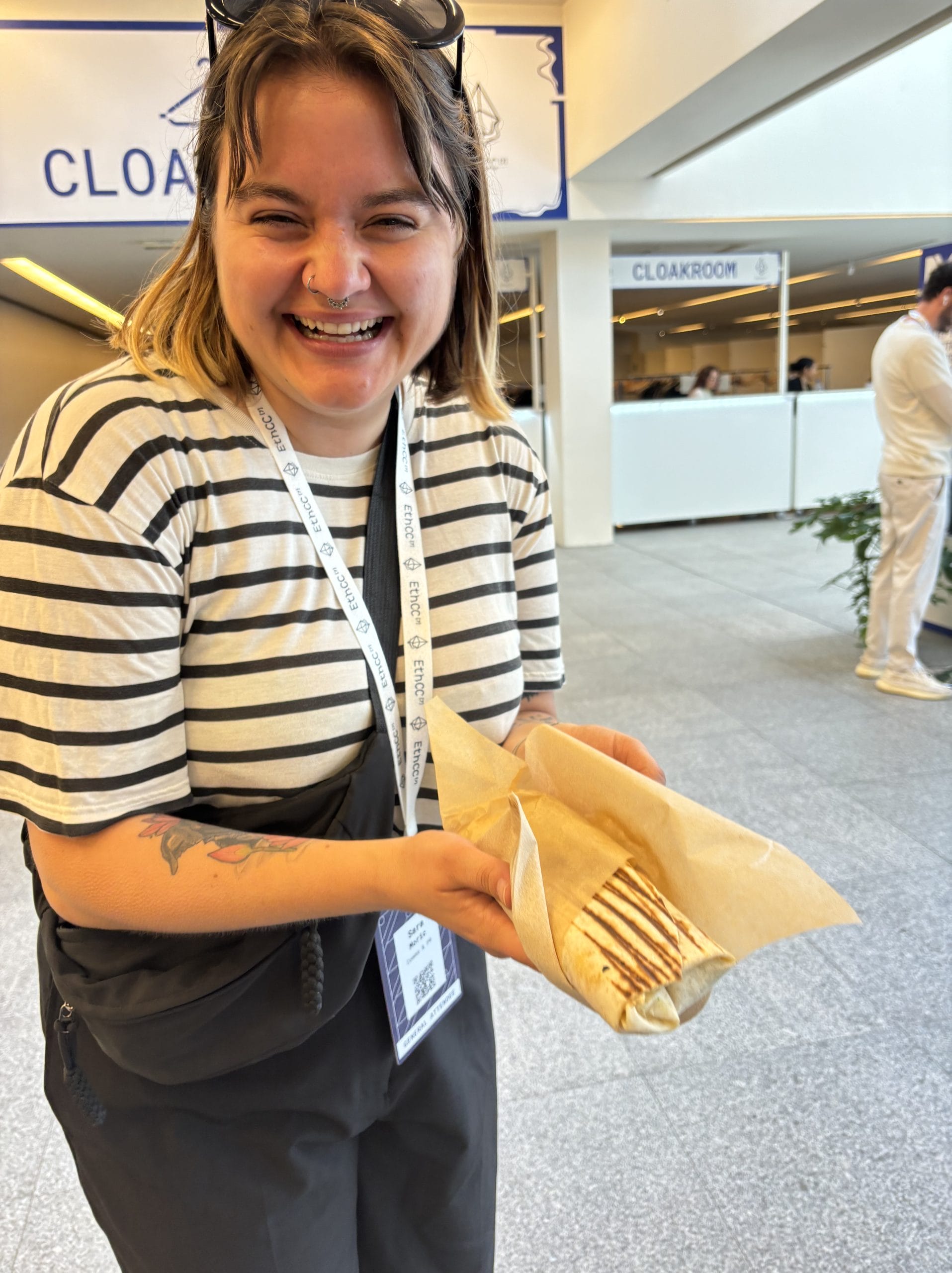 Sara Moric, PR at Trilitech/Tezos with a taco.