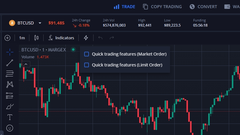 margex one click trading