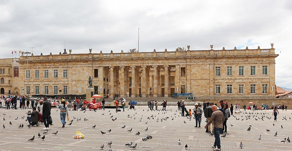 The Colombian parliament building in Bogotá, Colombia.