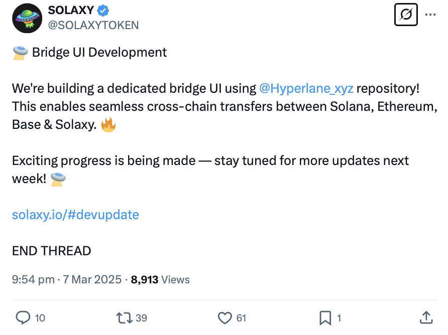 Solaxy tweet.