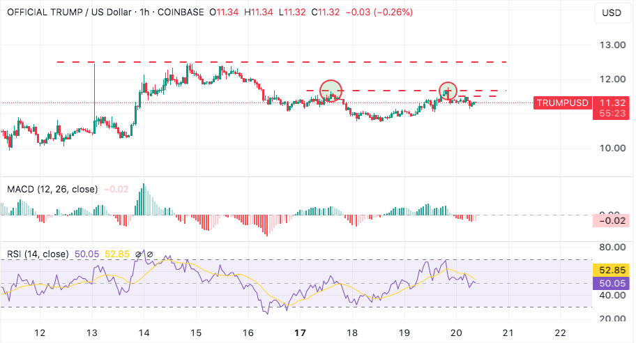 Trump coin fiyat grafiği.
