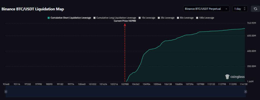مخطط بياني يوضح مستوى عمليات تصفية مراكز الزوج BTC/USD 