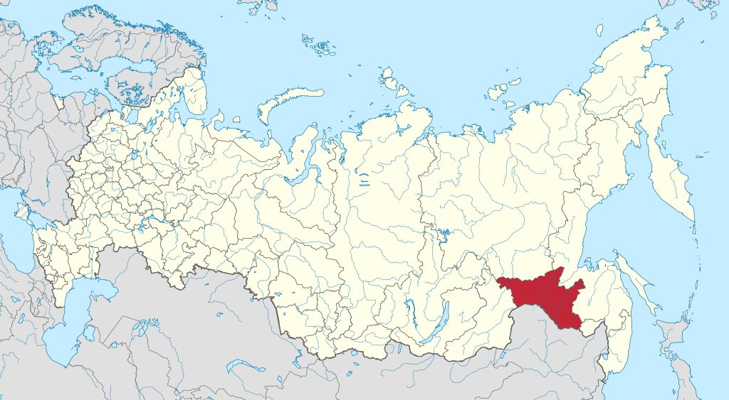 The Amur Oblast on a map of Russia.