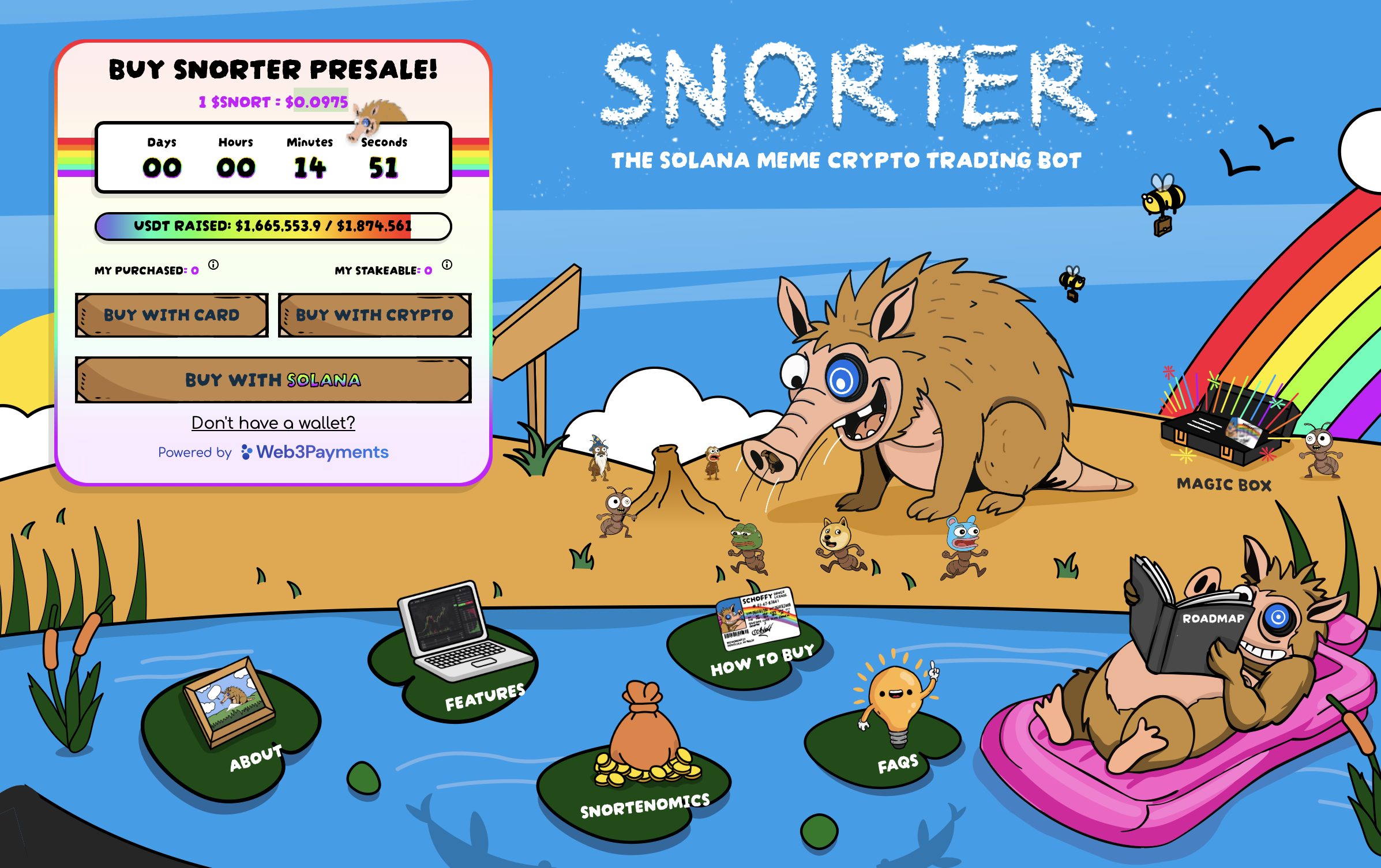 Snorter presale page.