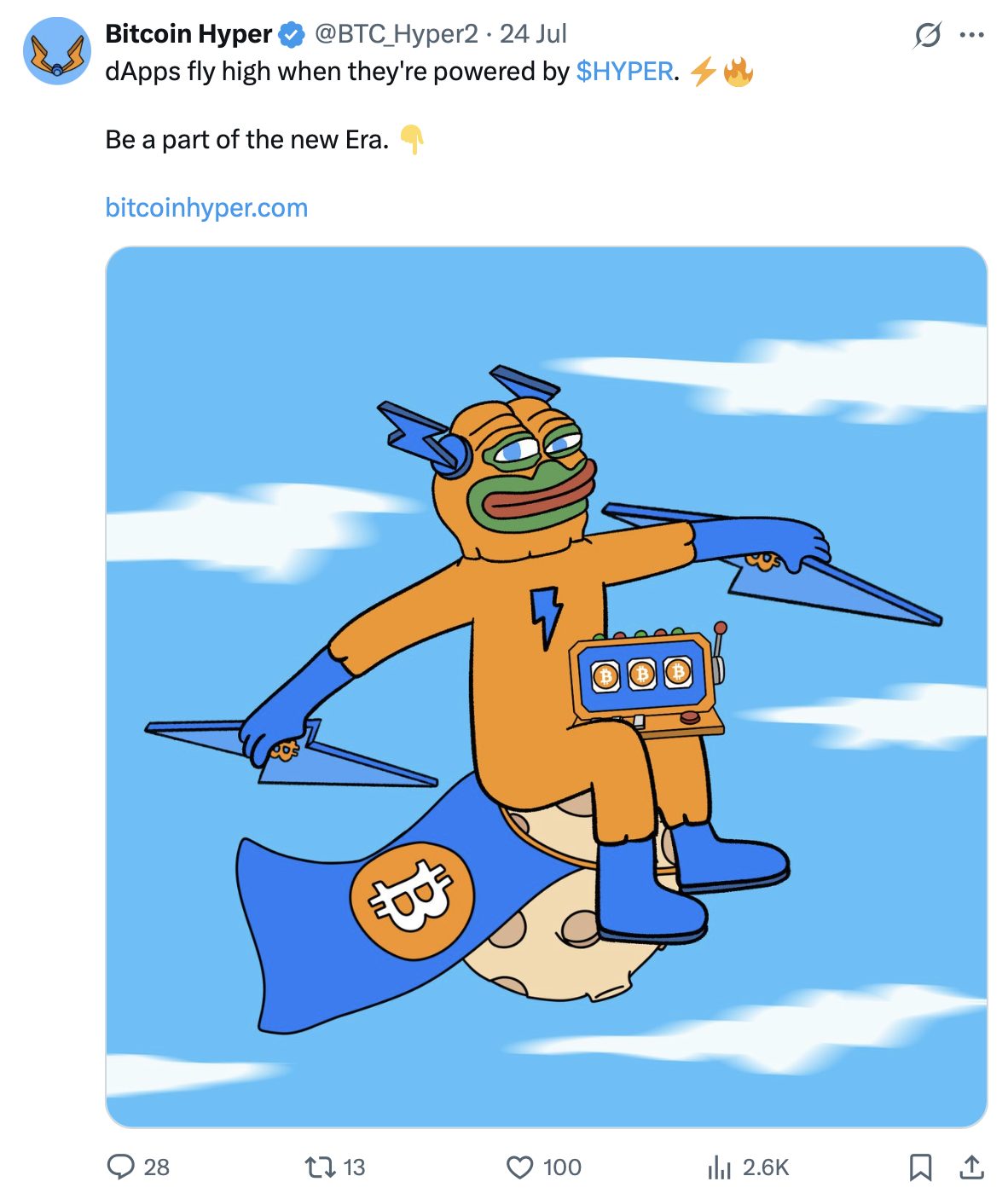 Bitcoin Hyper tweet.