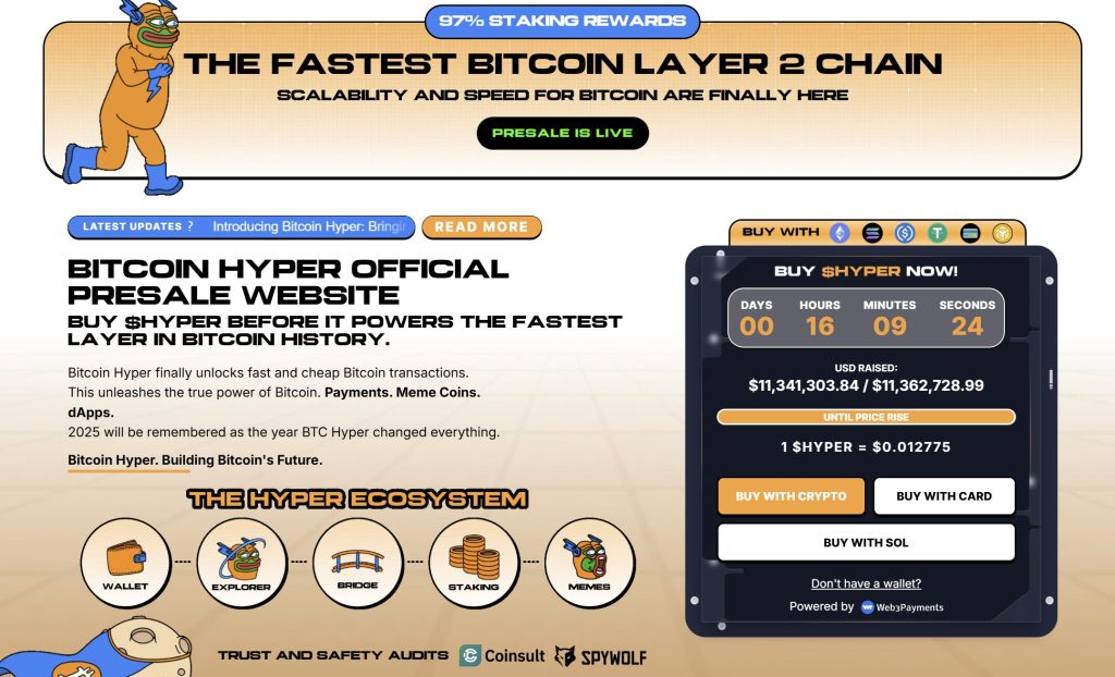 واجهة اكتتاب عملة بيتكوين هايبر (Bitcoin Hyper) وأبرز البيانات المتعلقة به