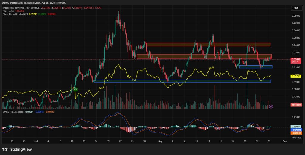 مخطط بياني لسعر الزوج DOGE/USDT