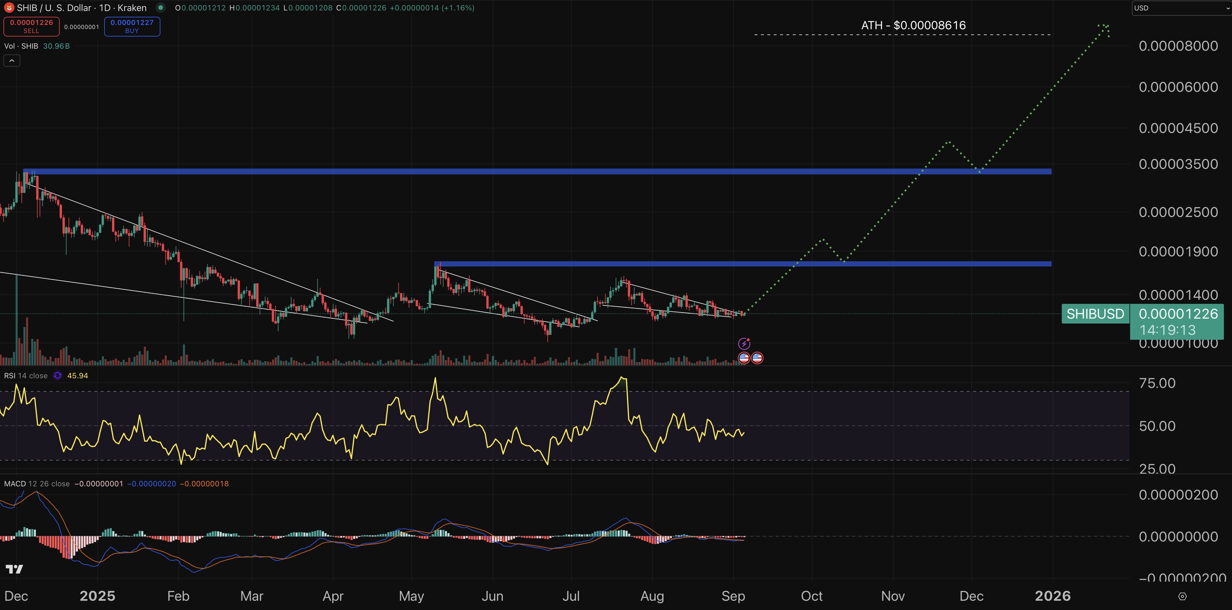 Shiba Inu price chart.