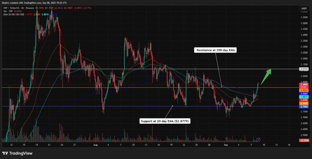 المخطط البياني لأداء عملة ريبل (Ripple)