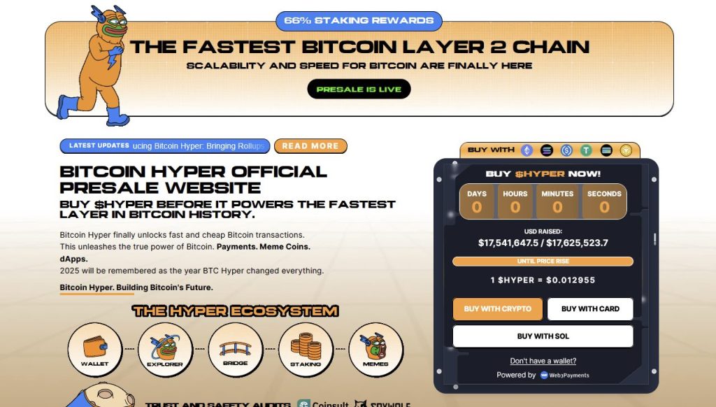 واجهة اكتتاب عملة بيتكوين هايبر (Bitcoin Hyper) وأبرز البيانات المتعلقة به