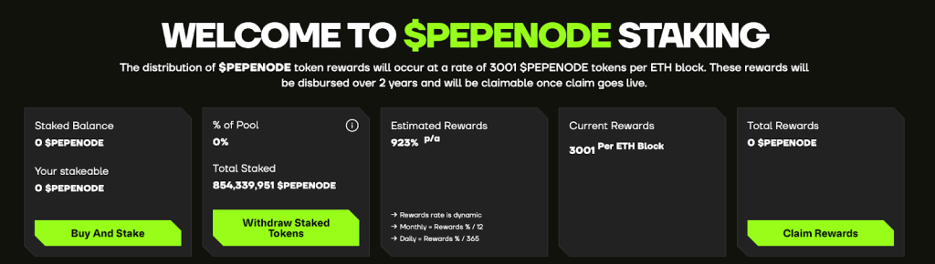 واجهة رهن عملة بيبي نود (PepeNode)