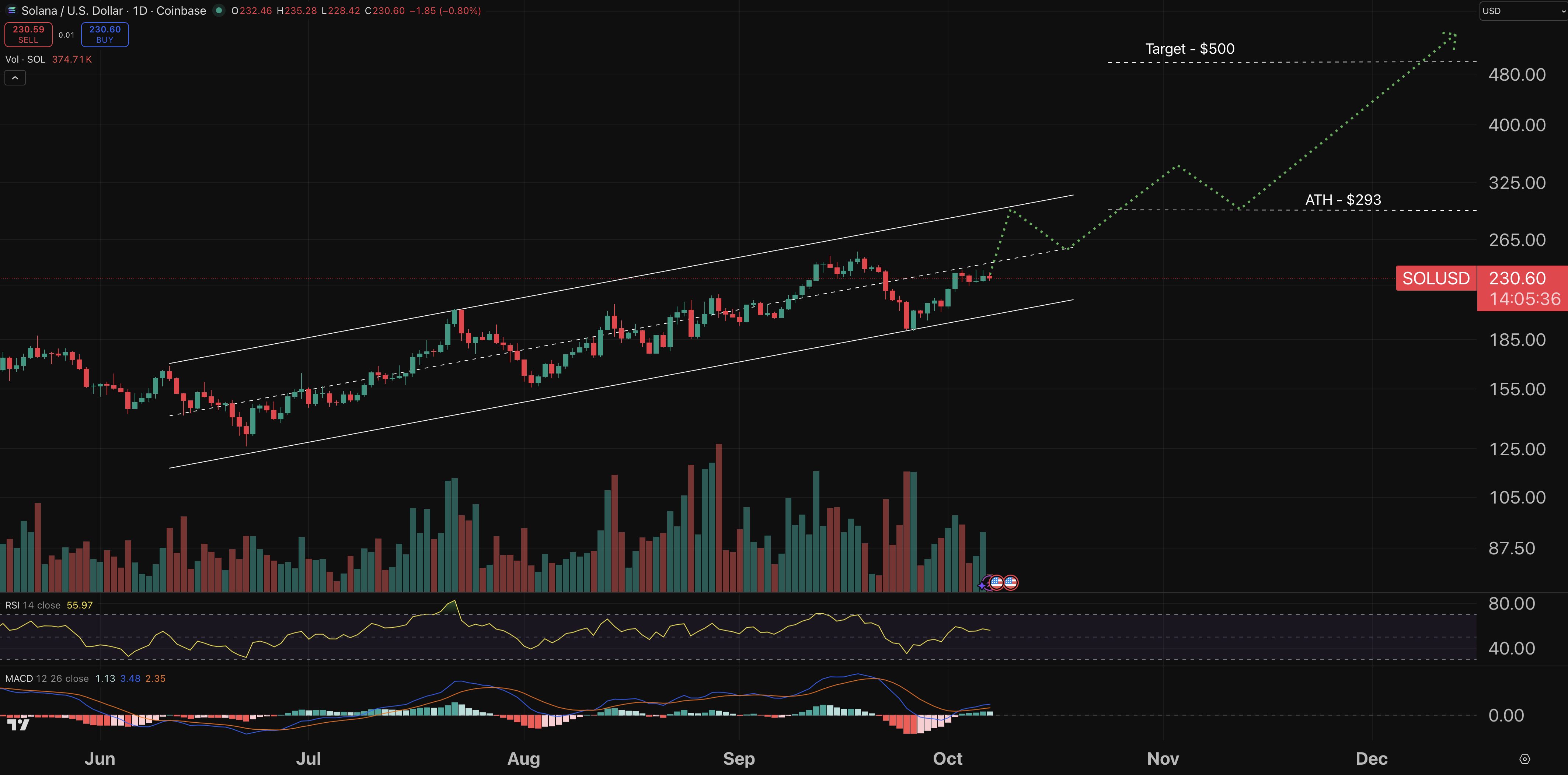 Solana chart - crypto price prediction.