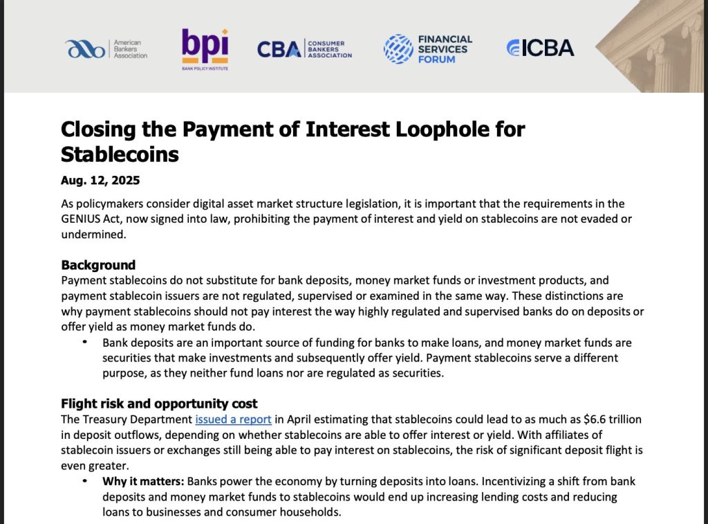 stablecoin kirje pankkiireilta