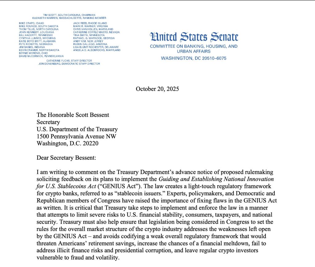 Elizabeth Warrenin kirje Scott Bessentille