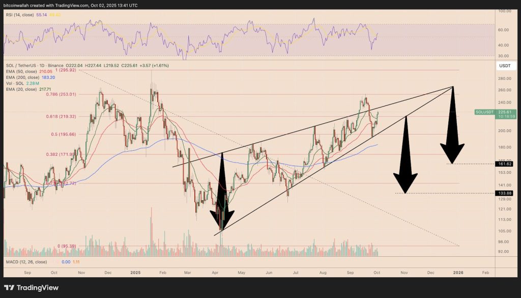 مخطط بياني لأداء عملة سولانا (Solana)