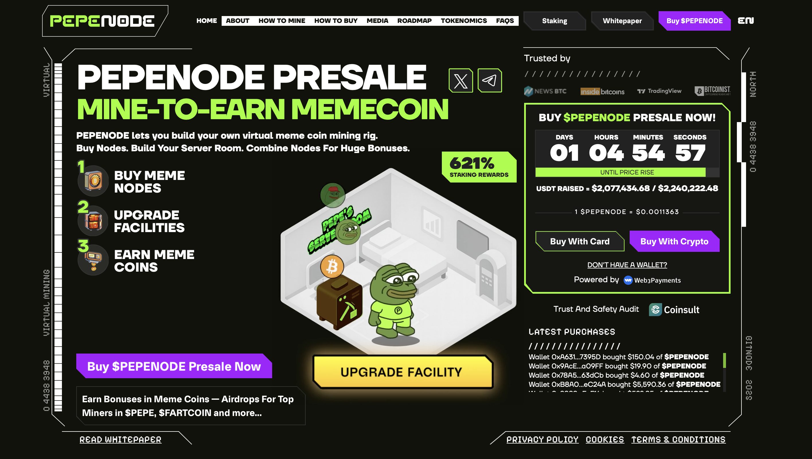 واجهة اكتتاب عملة بيبي نود (PEPENODE) وأبرز البيانات المتعلقة به